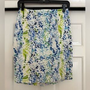 Blue and Green Abstract Pencil Skirt